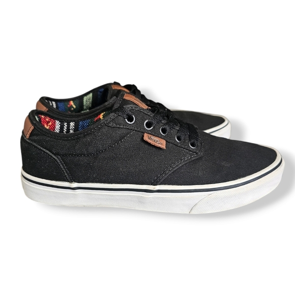 Vans Other - Vans Men's Atwood Black Canvas Sneakers With Aztec Inner Size 9
